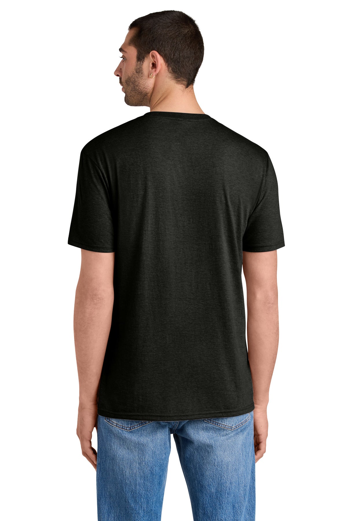 Custom Embroidered District T-Shirts  in Black Frost
