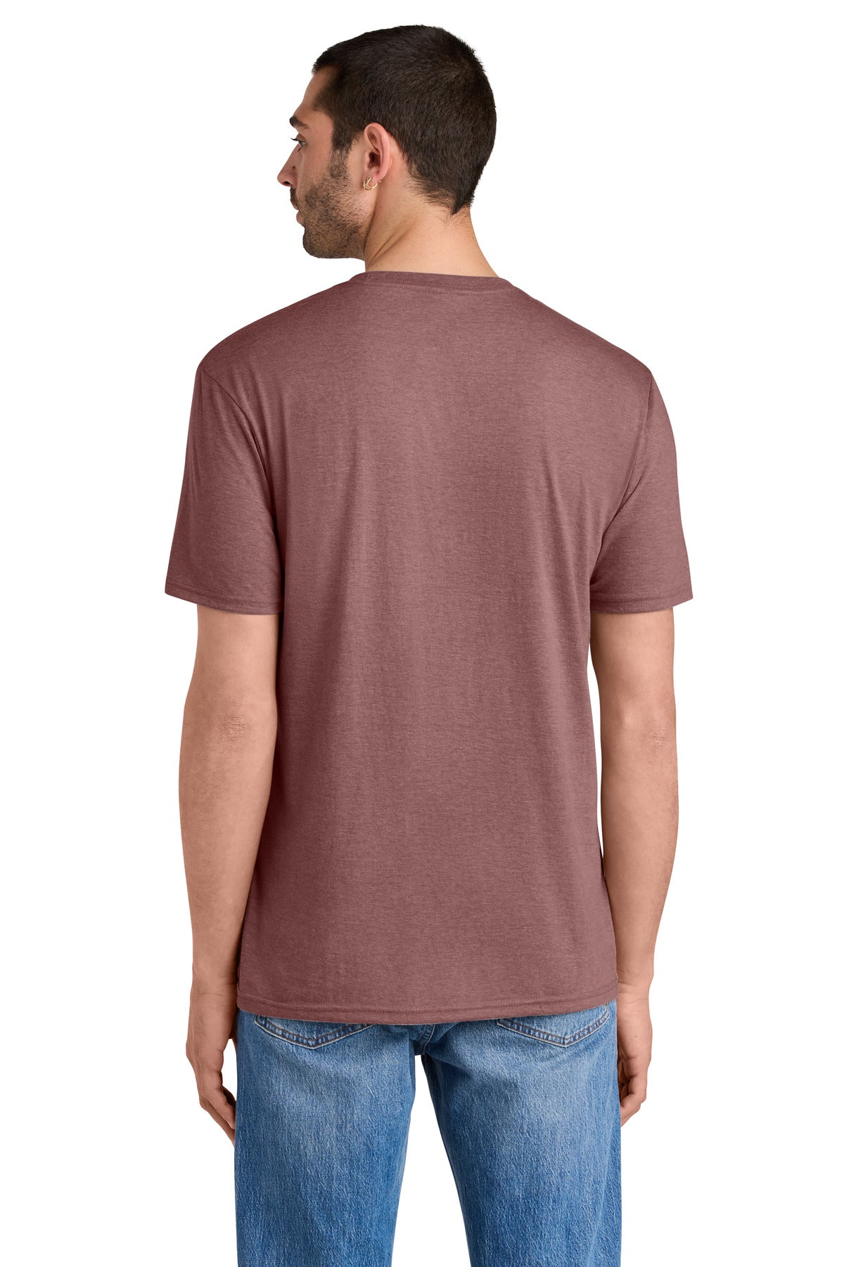 Custom Embroidered District T-Shirts  in Blush Frost