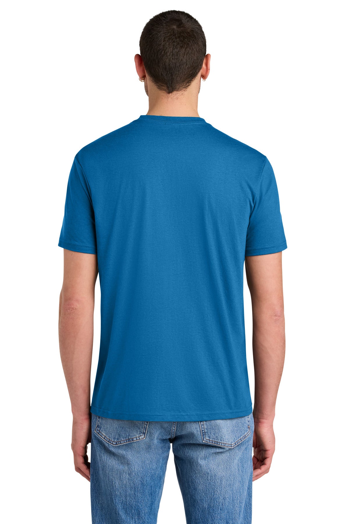 Custom Embroidered District T-Shirts  in Bright Blue