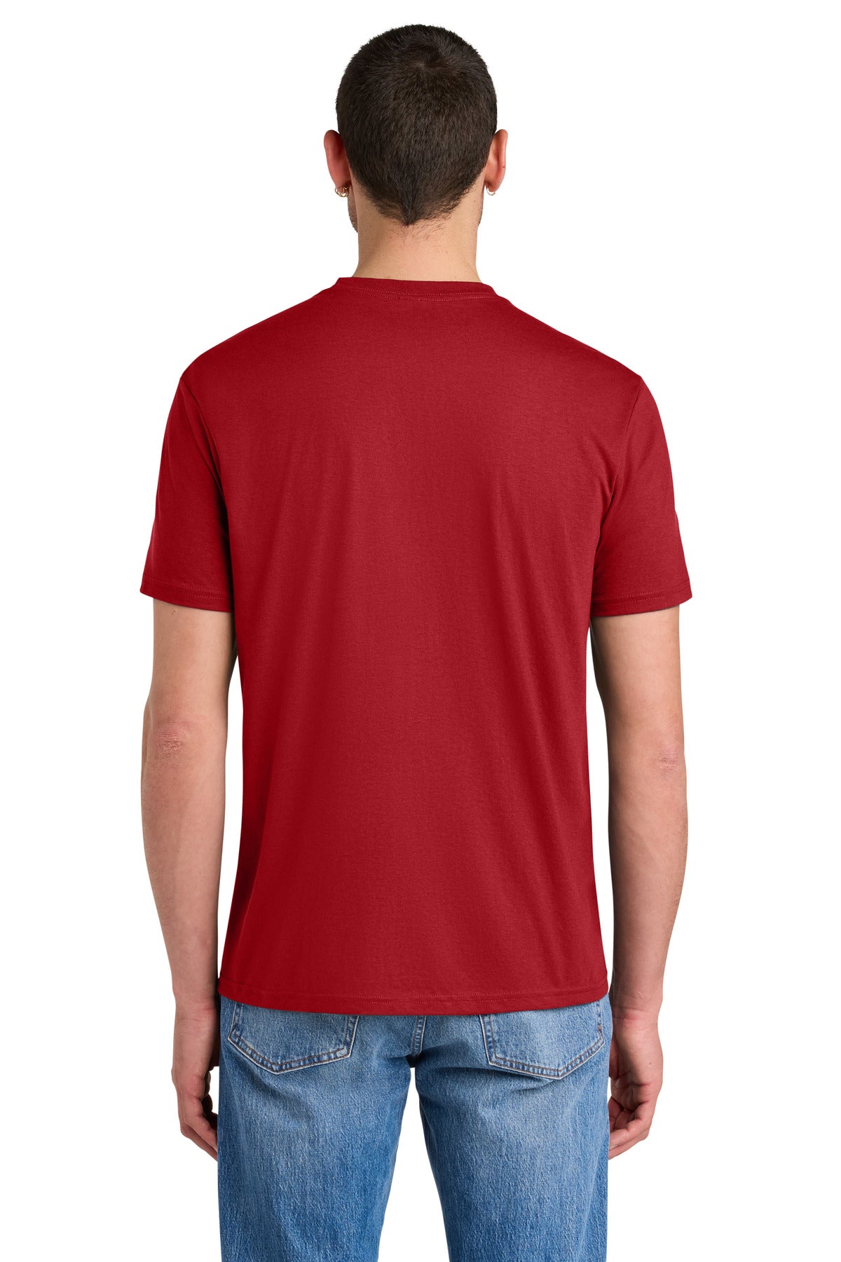 Custom Embroidered District T-Shirts  in Classic Red