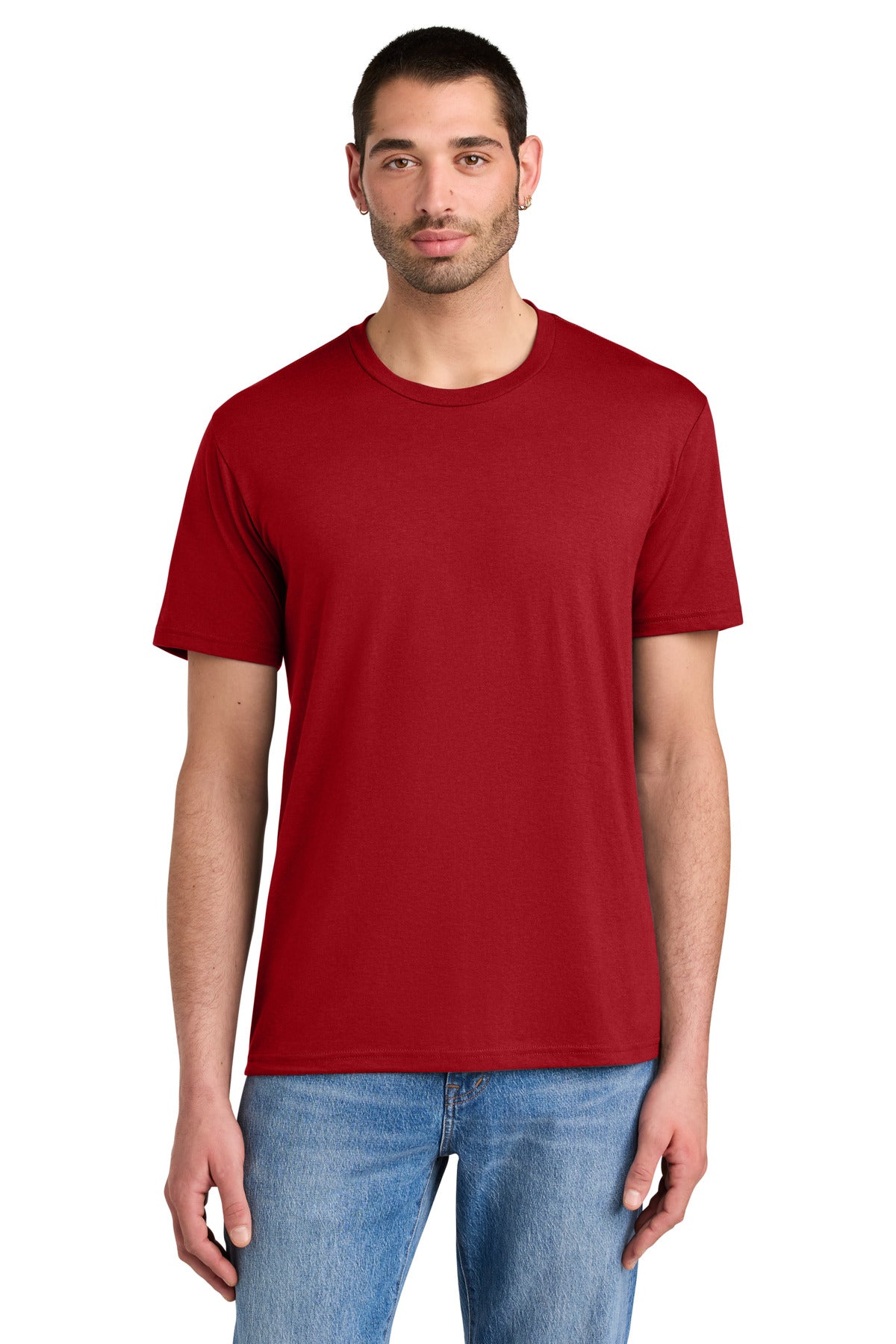 Custom Embroidered District T-Shirts  in Classic Red