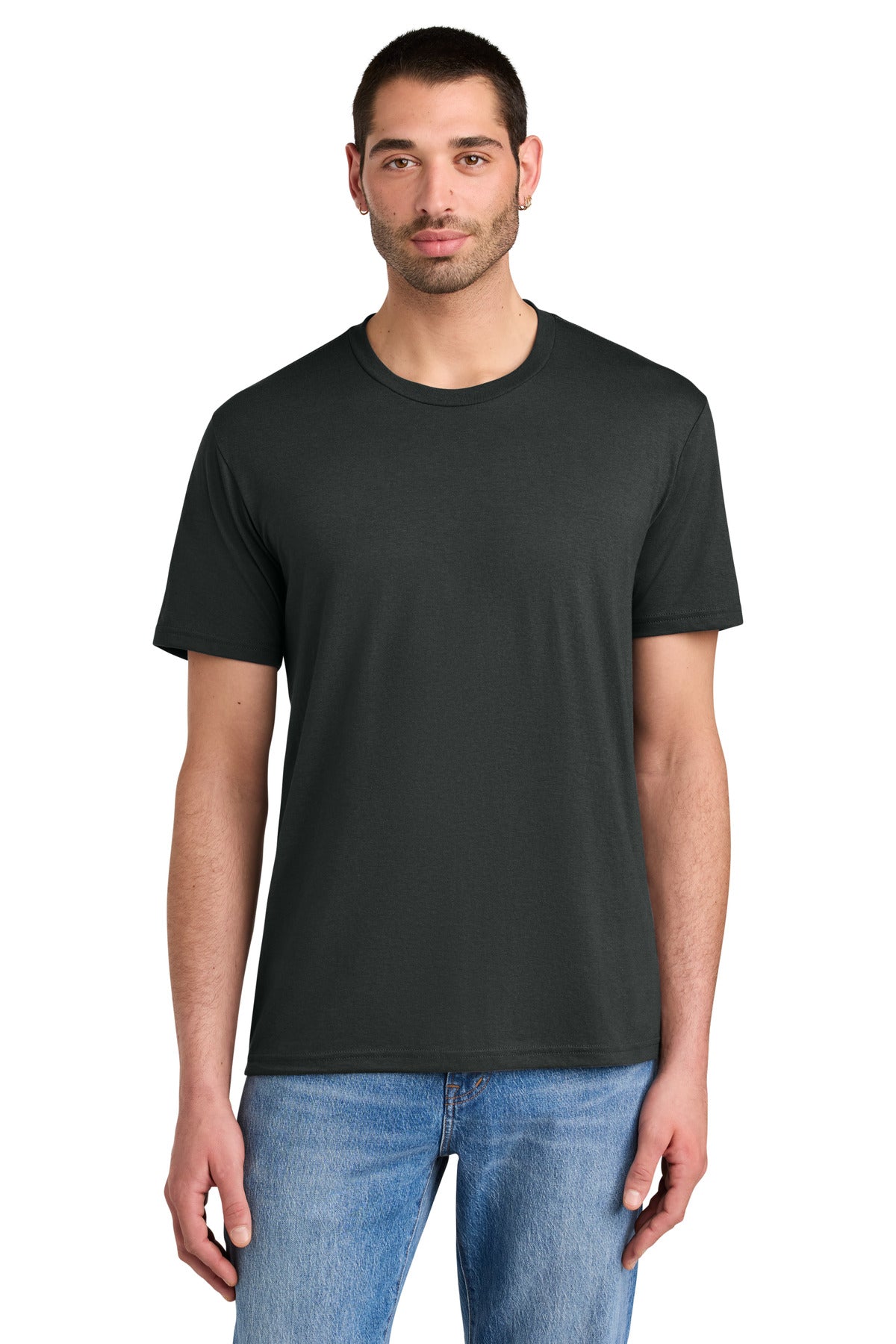 Custom Embroidered District T-Shirts  in Deepest Grey