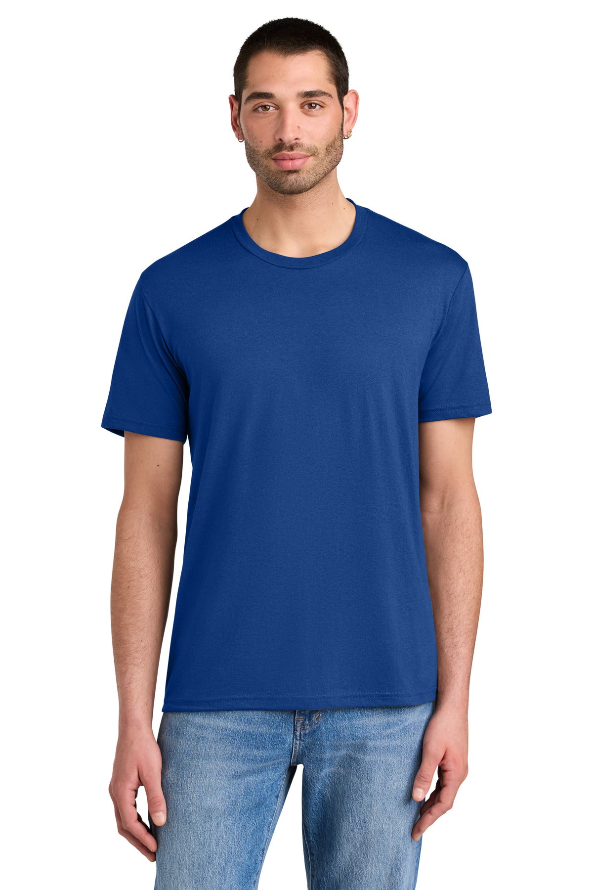 Custom Embroidered District T-Shirts  in Deep Royal