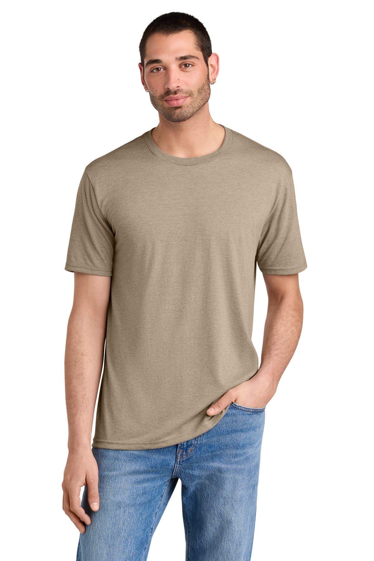 Custom Embroidered District T-Shirts  in Desert Tan Heather