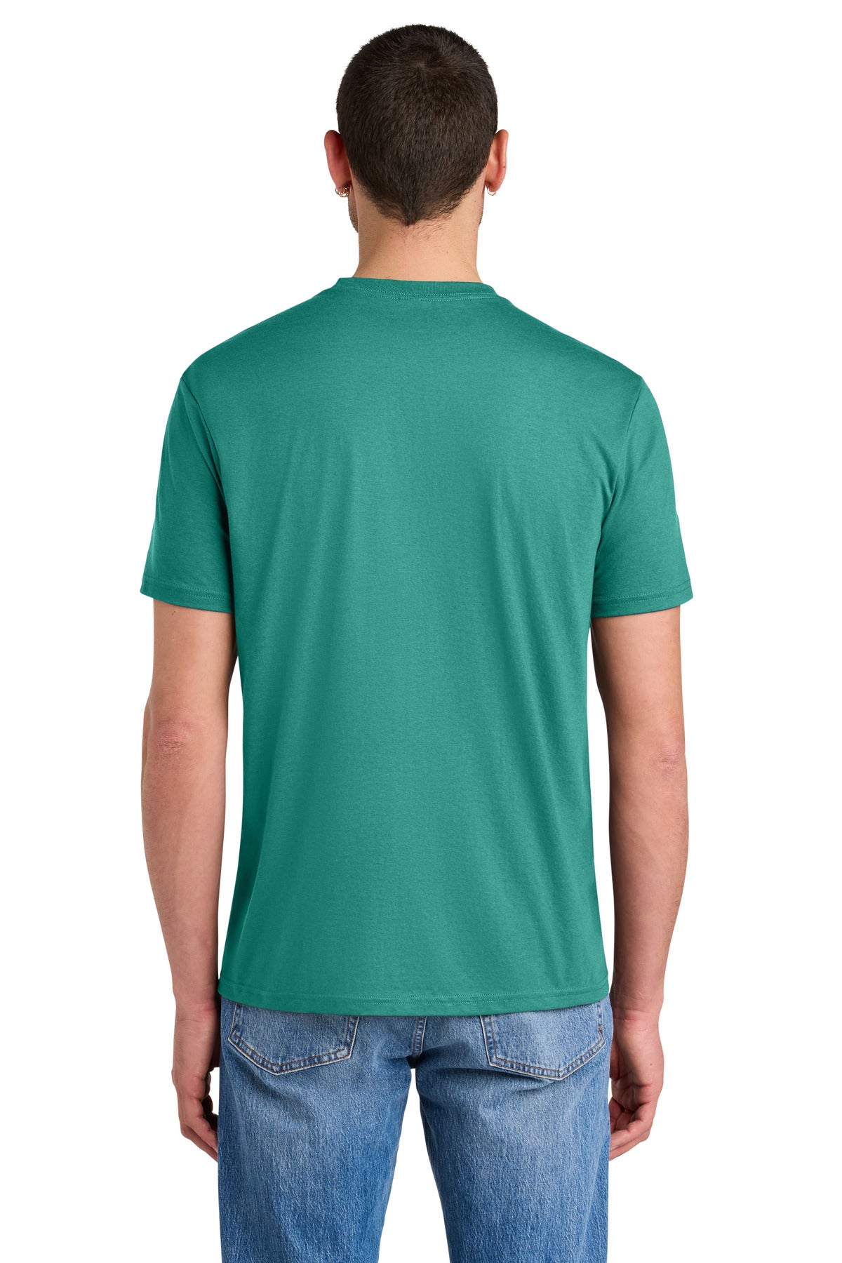 Custom Embroidered District T-Shirts  in Eucalyptus Blue
