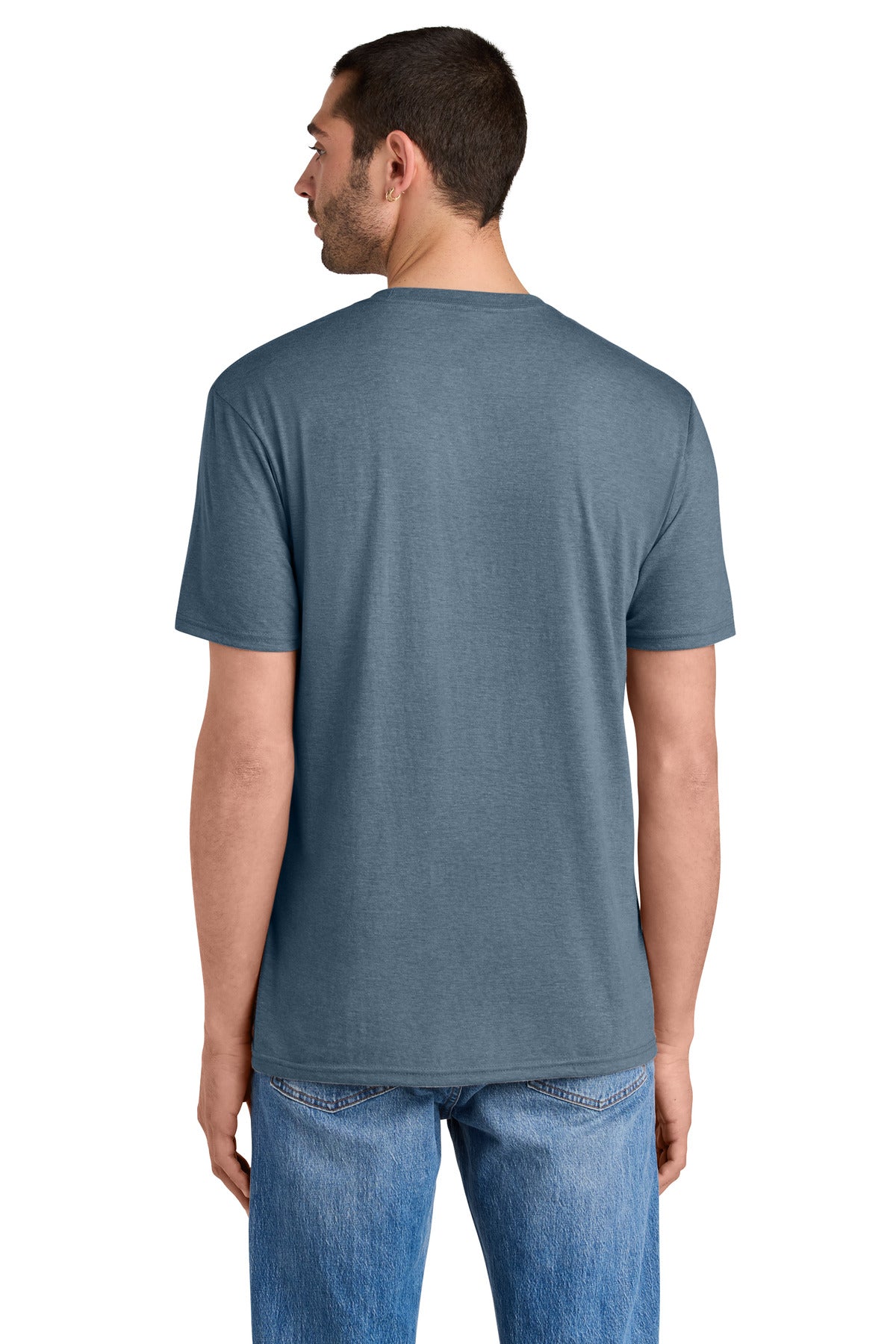 Custom Embroidered District T-Shirts  in Flint Blue Heather