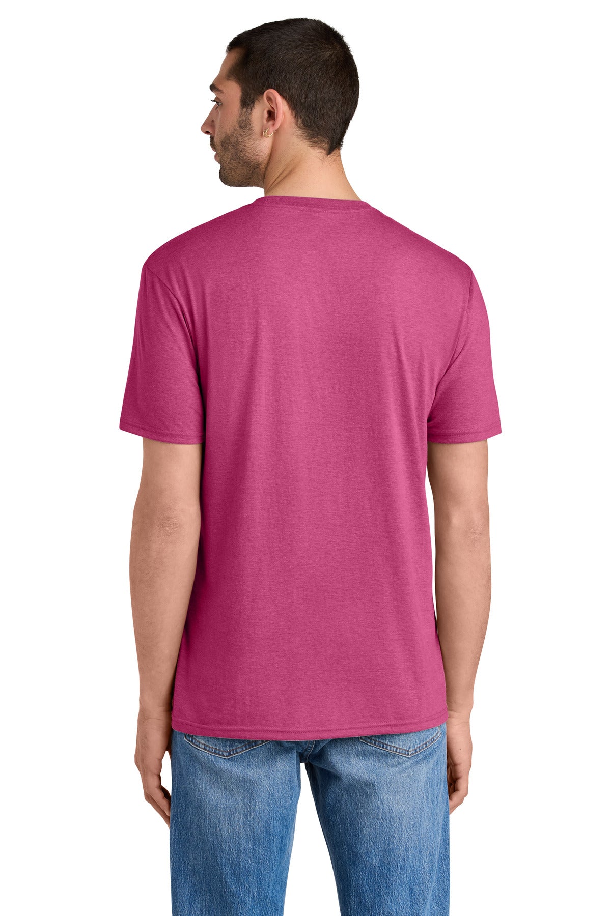 Custom Embroidered District T-Shirts  in Fuchsia Frost