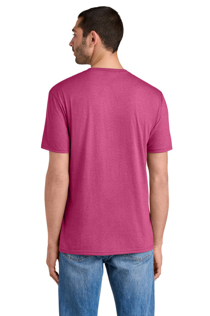 Custom Embroidered District T-Shirts  in Fuchsia Frost