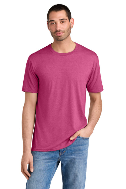 Custom Embroidered District T-Shirts  in Fuchsia Frost