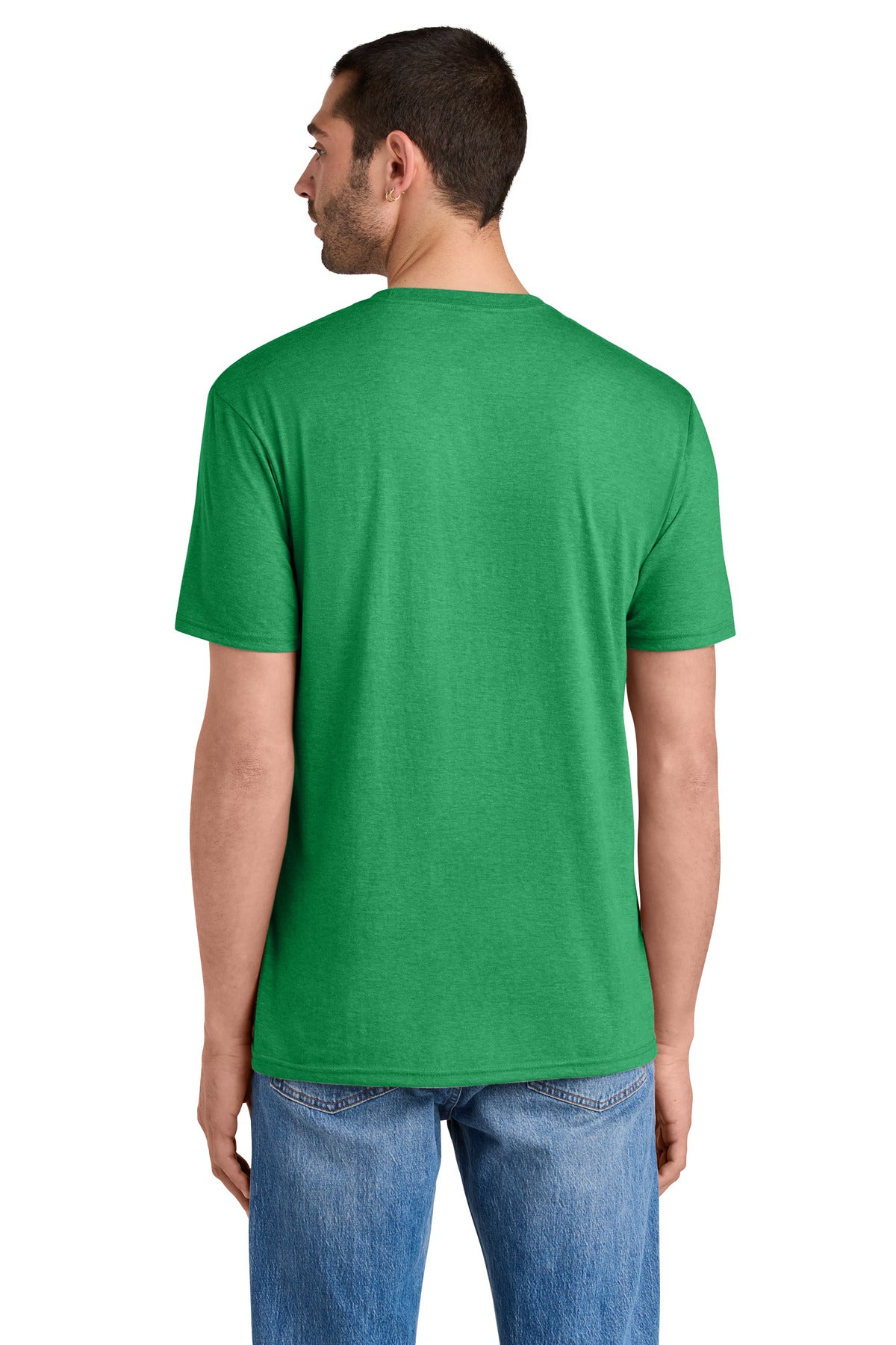 Custom Embroidered District T-Shirts  in Green Frost