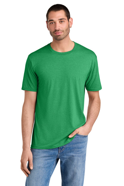 Custom Embroidered District T-Shirts  in Green Frost