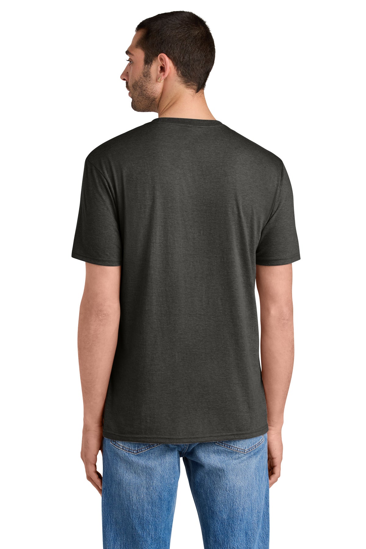 Custom Embroidered District T-Shirts  in Heathered Charcoal