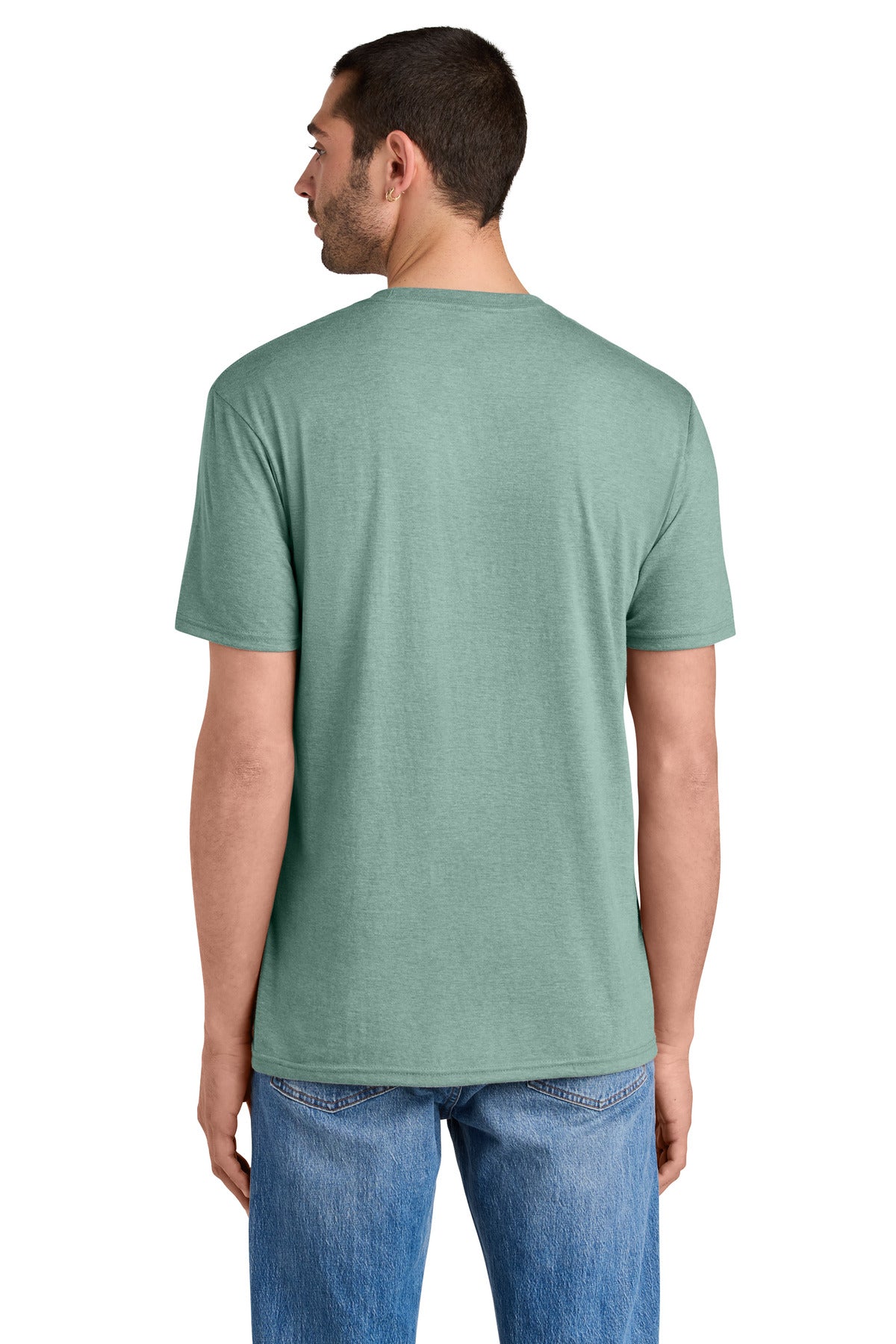 Custom Embroidered District T-Shirts  in Heathered Dusty Sage