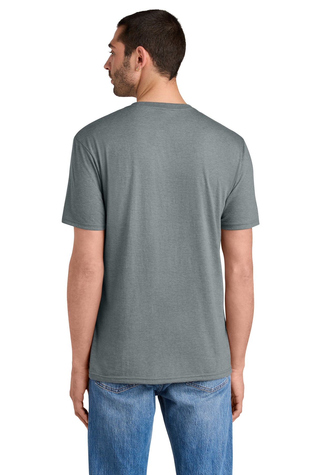 Custom Embroidered District T-Shirts  in Heathered Grey