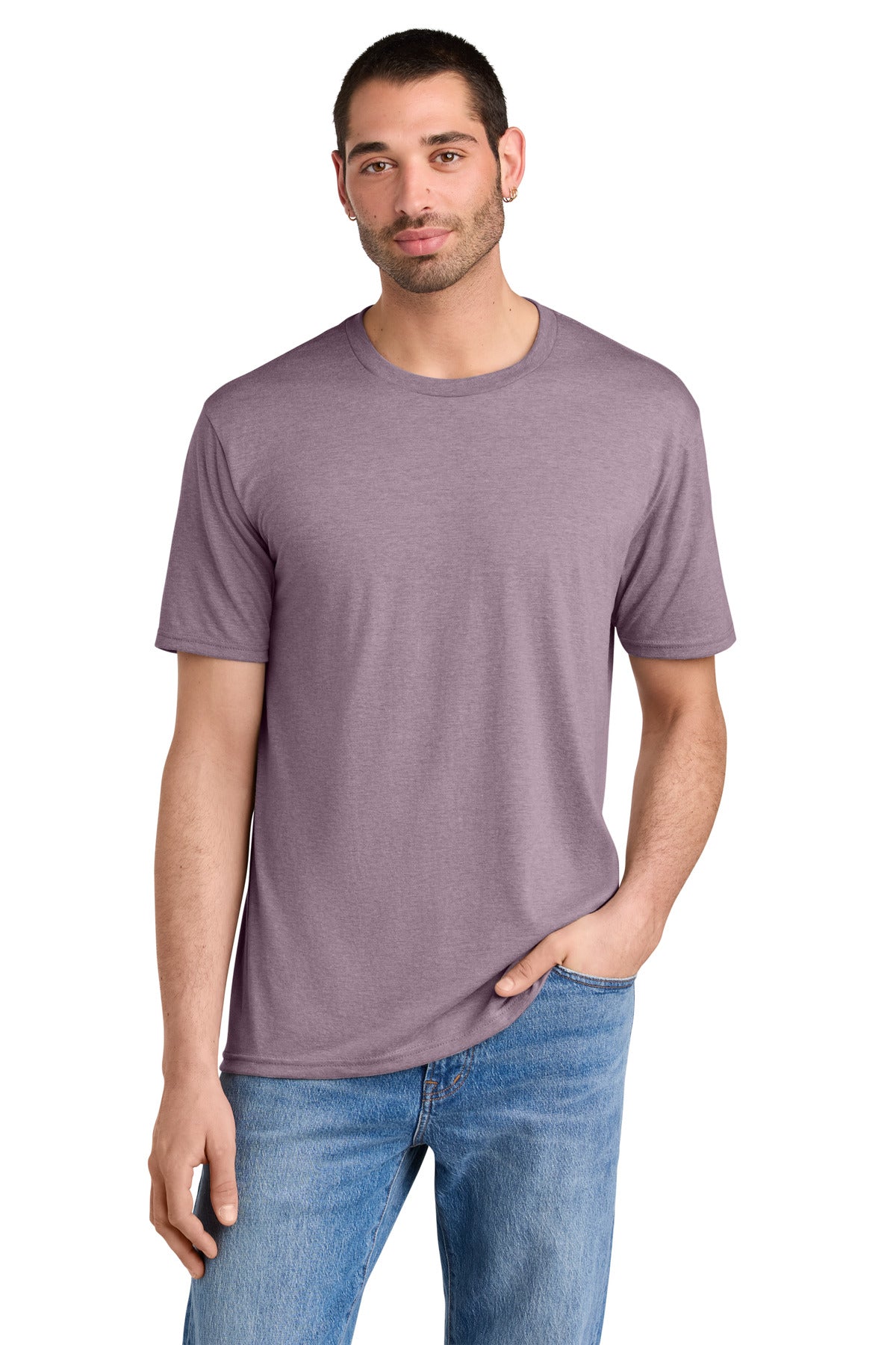 Custom Embroidered District T-Shirts  in Heathered Lavender