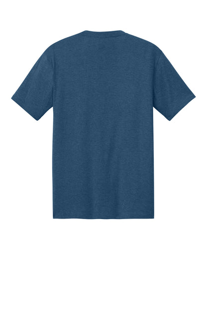 Custom Embroidered District T-Shirts  in Heathered Neptune Blue