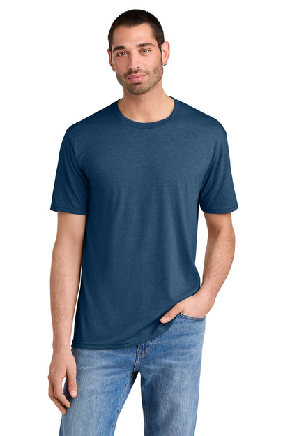 Custom Embroidered District T-Shirts  in Heathered Neptune Blue