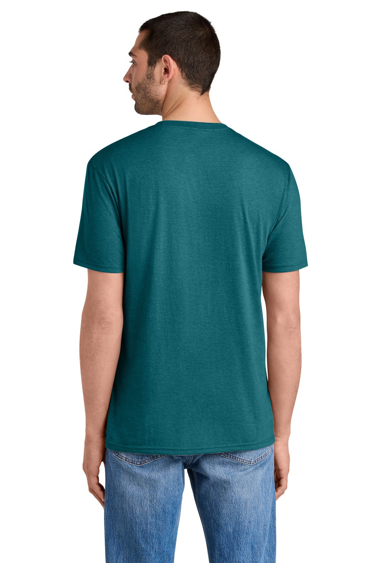 Custom Embroidered District T-Shirts  in Heathered Teal