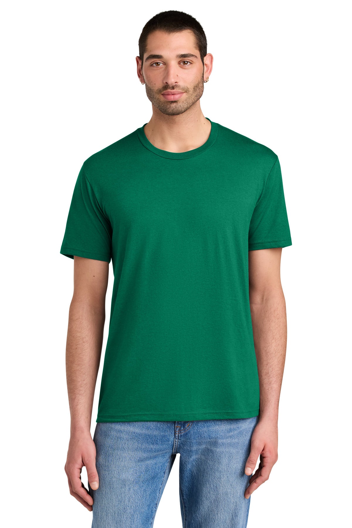 Custom Embroidered District T-Shirts  in Jewel Green