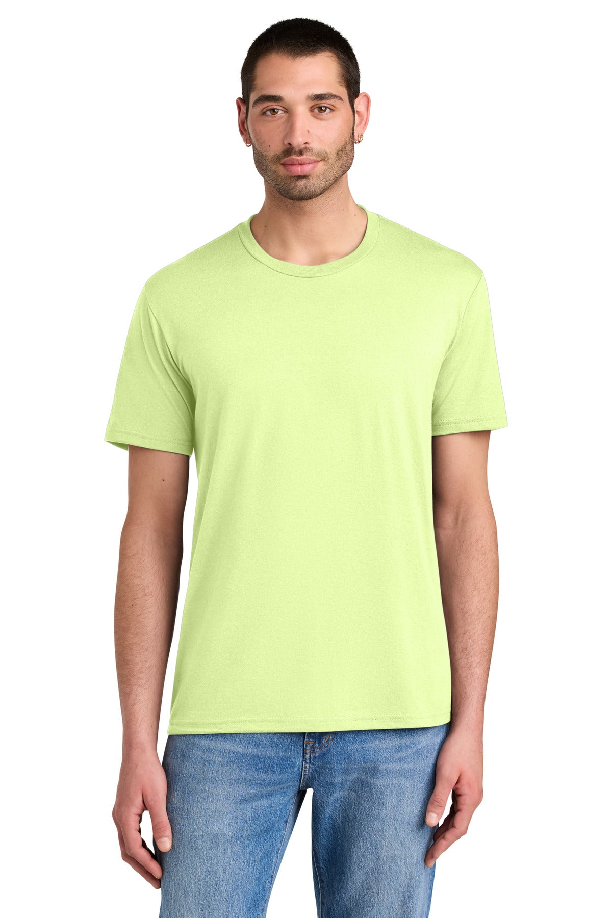 Custom Embroidered District T-Shirts  in Lemongrass