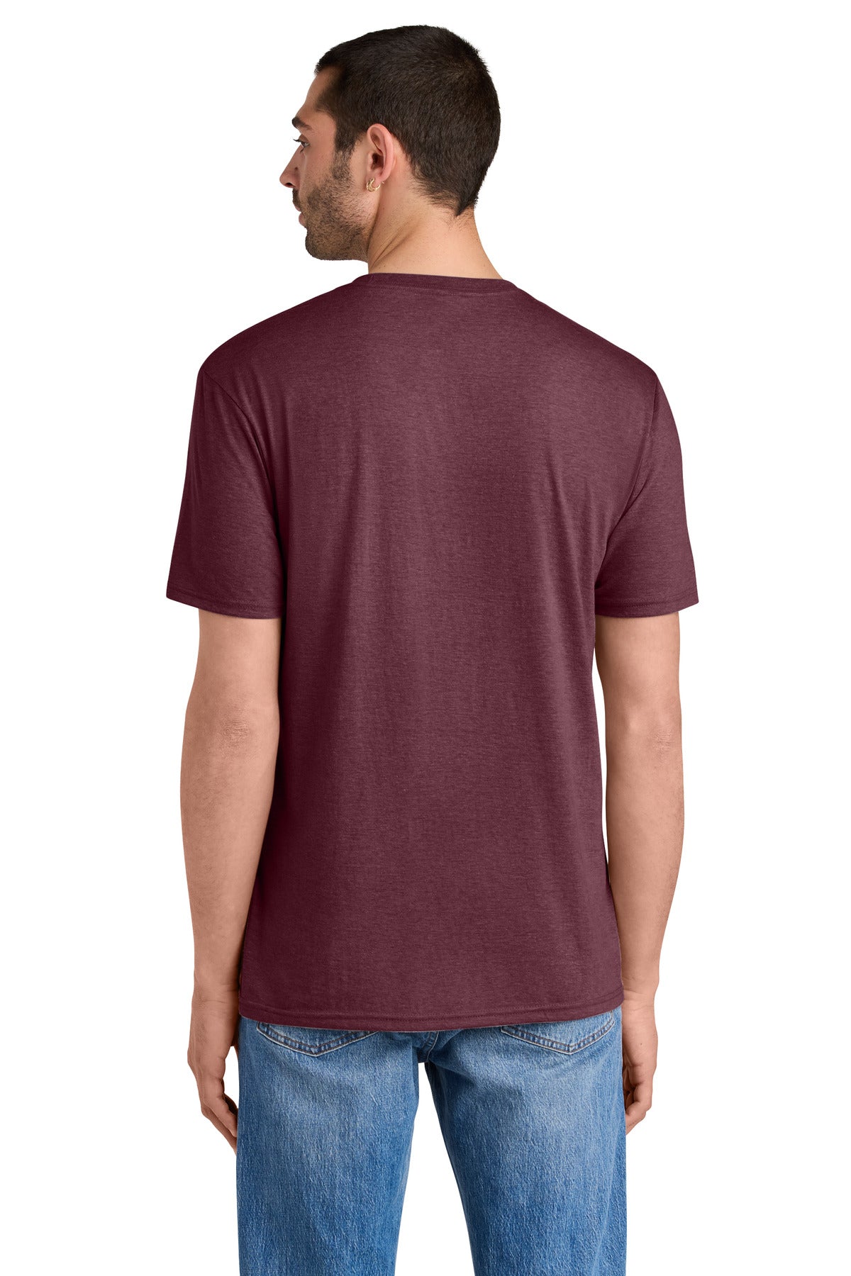 Custom Embroidered District T-Shirts  in Maroon Frost
