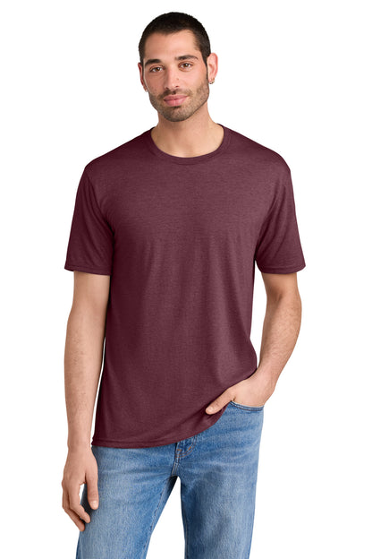 Custom Embroidered District T-Shirts  in Maroon Frost