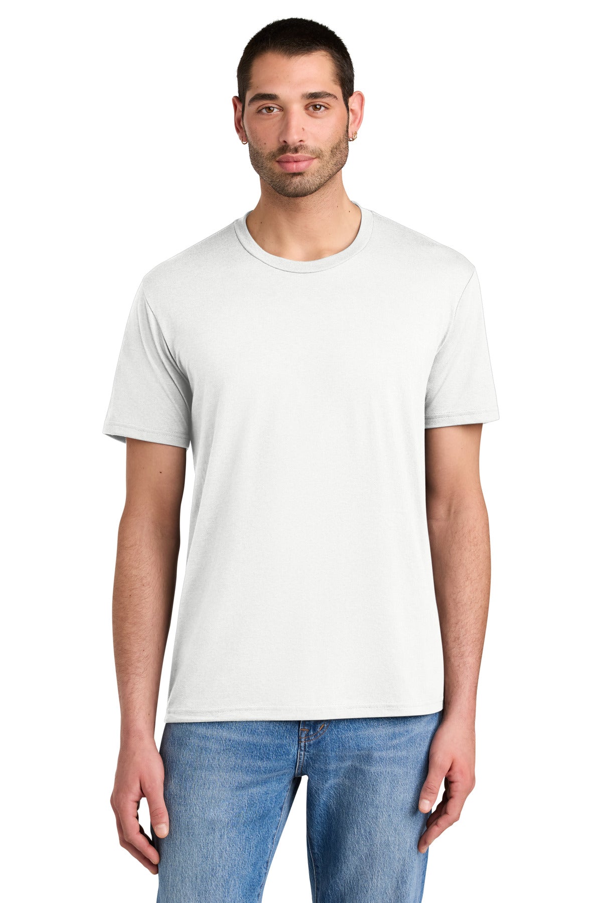 Custom Embroidered District T-Shirts  in Natural