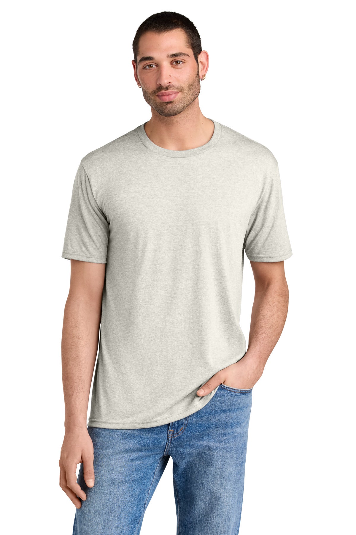 Custom Embroidered District T-Shirts  in Oatmeal Heather