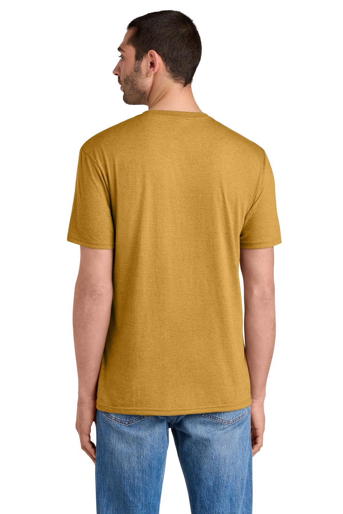Custom Embroidered District T-Shirts  in Ochre Yellow Heather