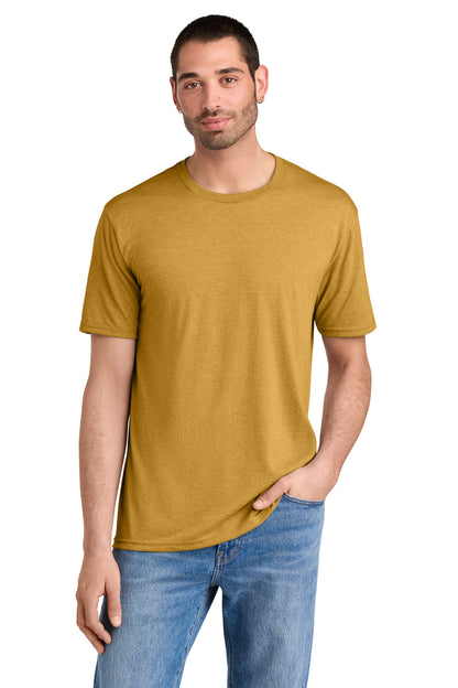 Custom Embroidered District T-Shirts  in Ochre Yellow Heather
