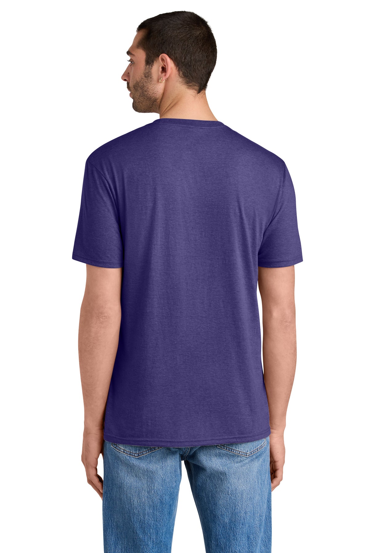 Custom Embroidered District T-Shirts  in Purple Frost