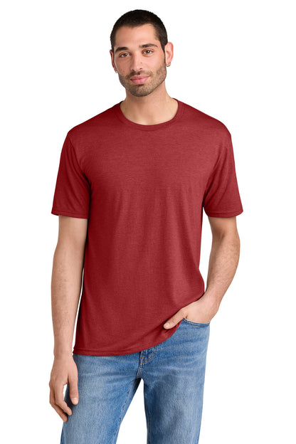 Custom Embroidered District T-Shirts  in Red Frost
