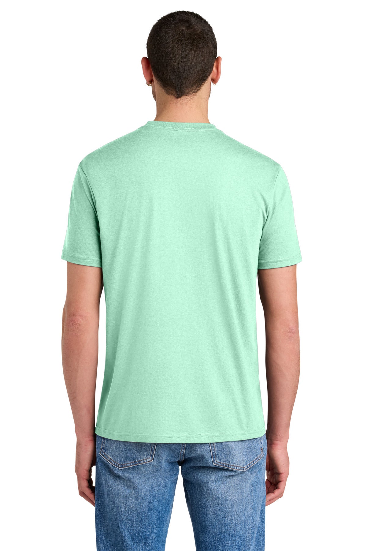 Custom Embroidered District T-Shirts  in Sea Mist