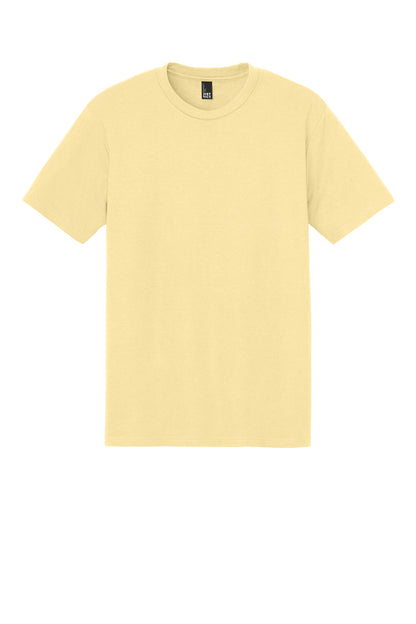 Custom Embroidered District T-Shirts  in Soft Yellow