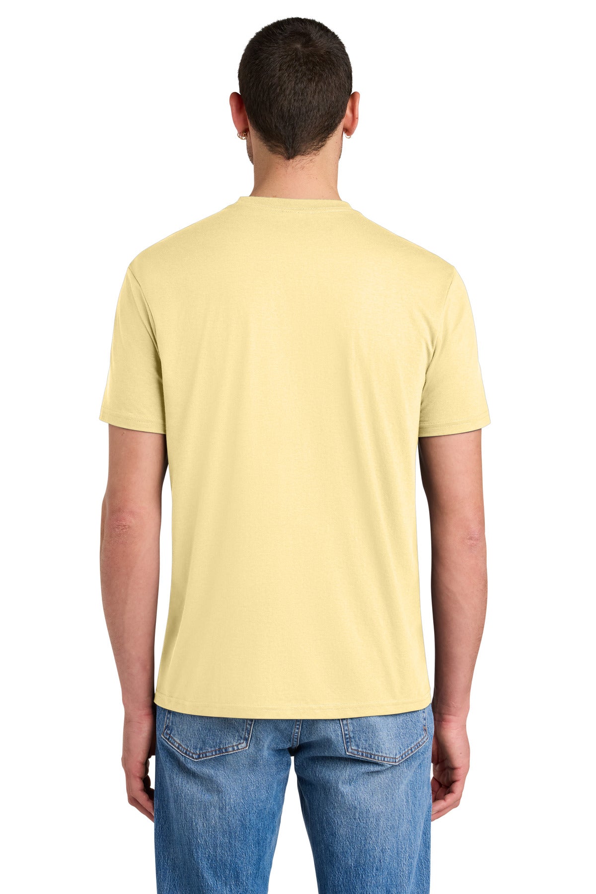 Custom Embroidered District T-Shirts  in Soft Yellow