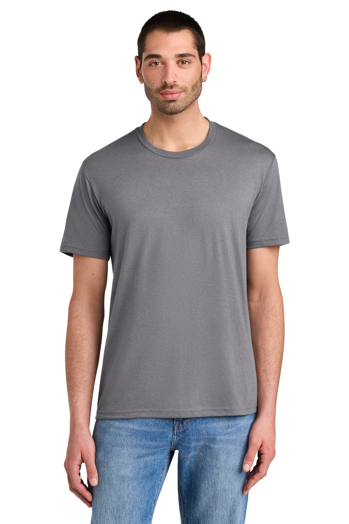 Custom Embroidered District T-Shirts  in Storm Cloud