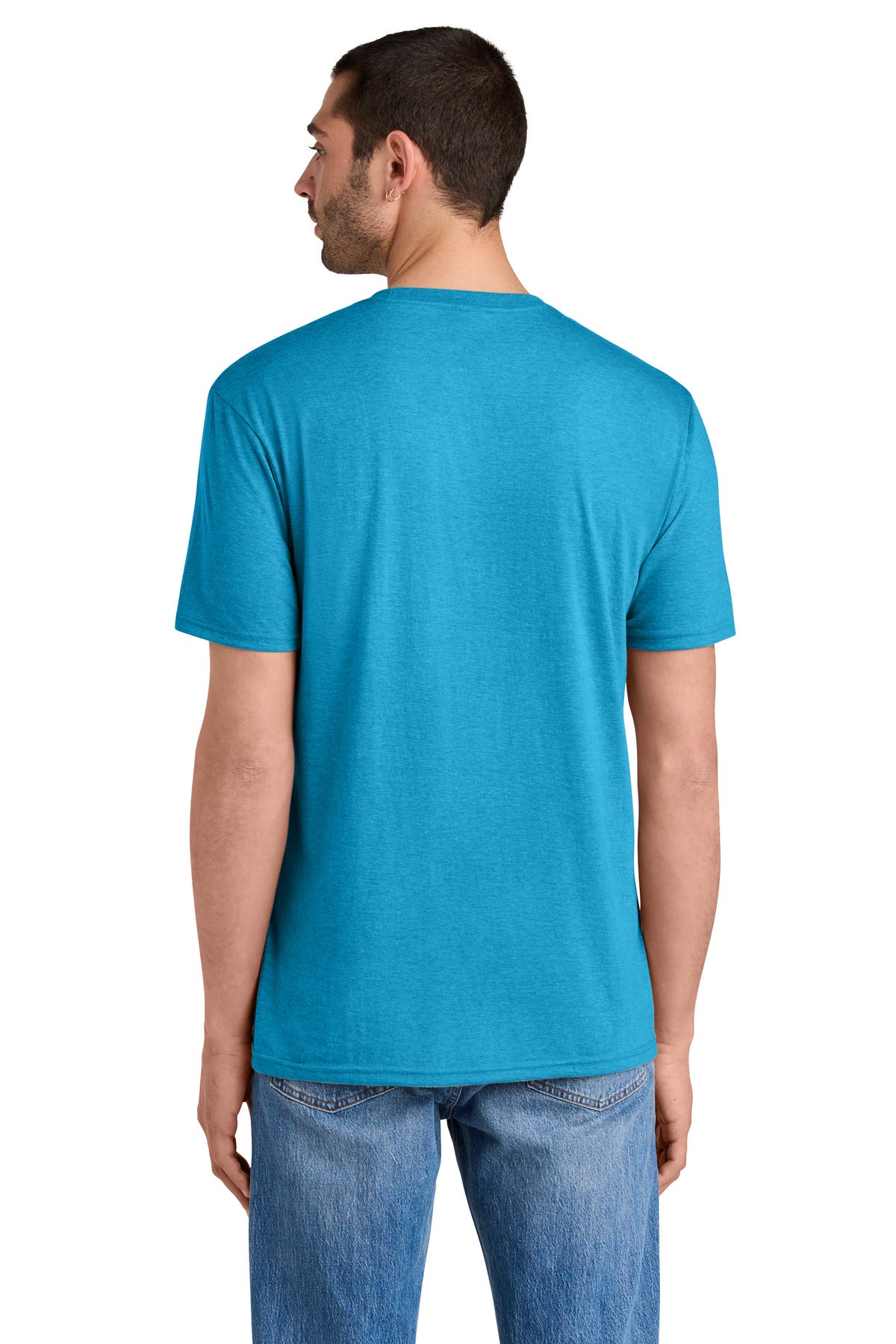 Custom Embroidered District T-Shirts  in Turquoise Frost