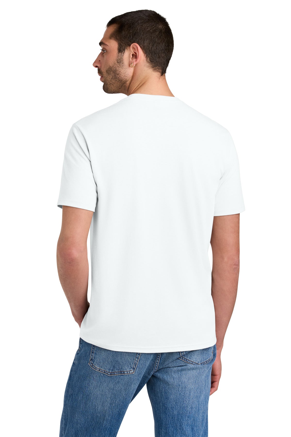 Custom Embroidered District T-Shirts  in White