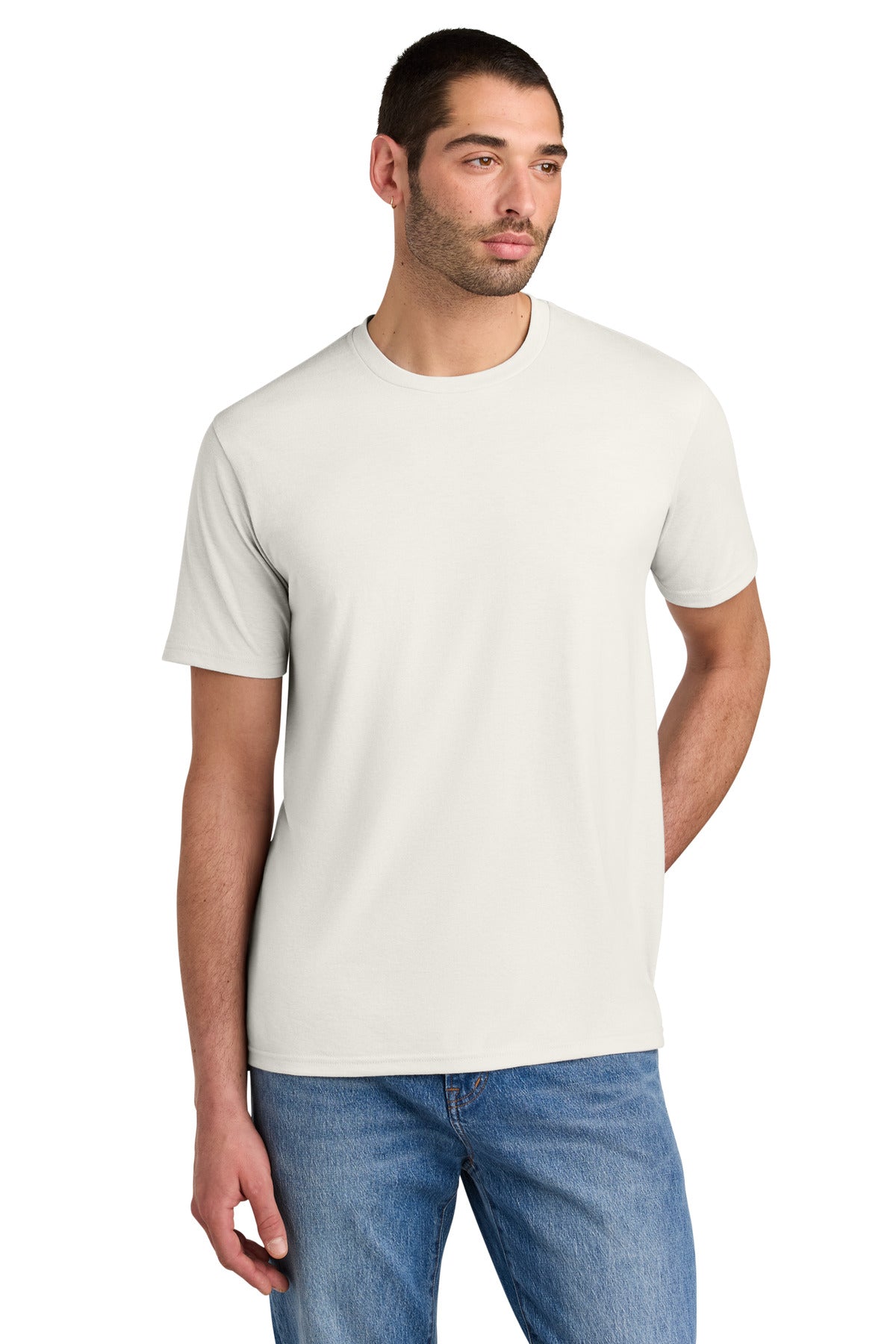Custom Embroidered District T-Shirts  in White Smoke