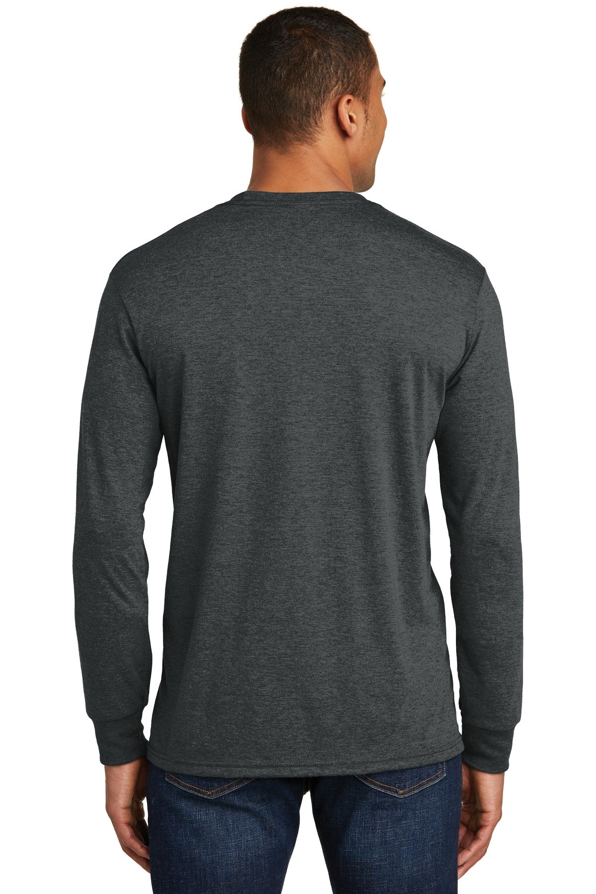 Custom Embroidered District Perfect Tri Long Sleeve Tee . DM132,Black Frost