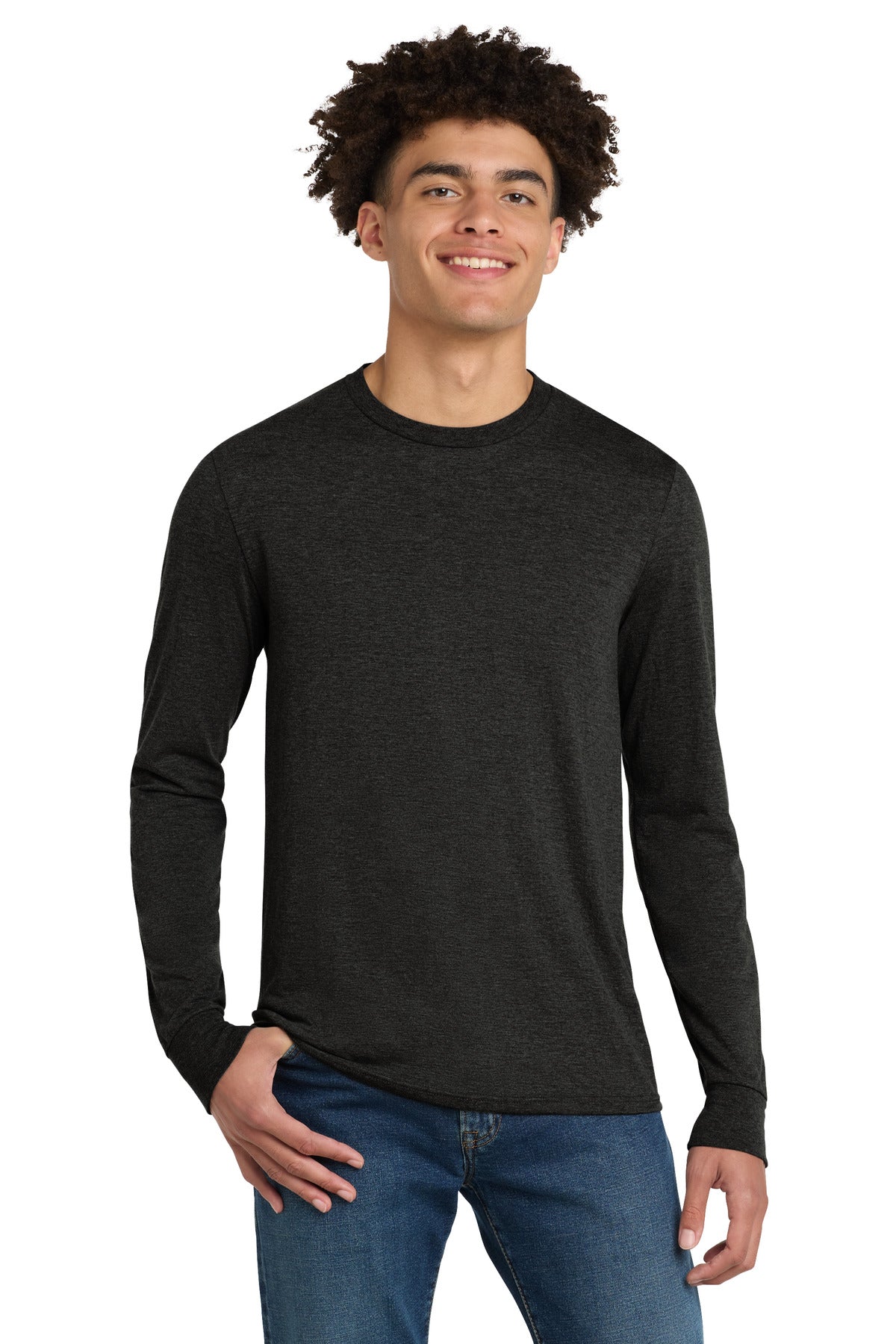 Custom Embroidered District T-Shirts  in Black Frost