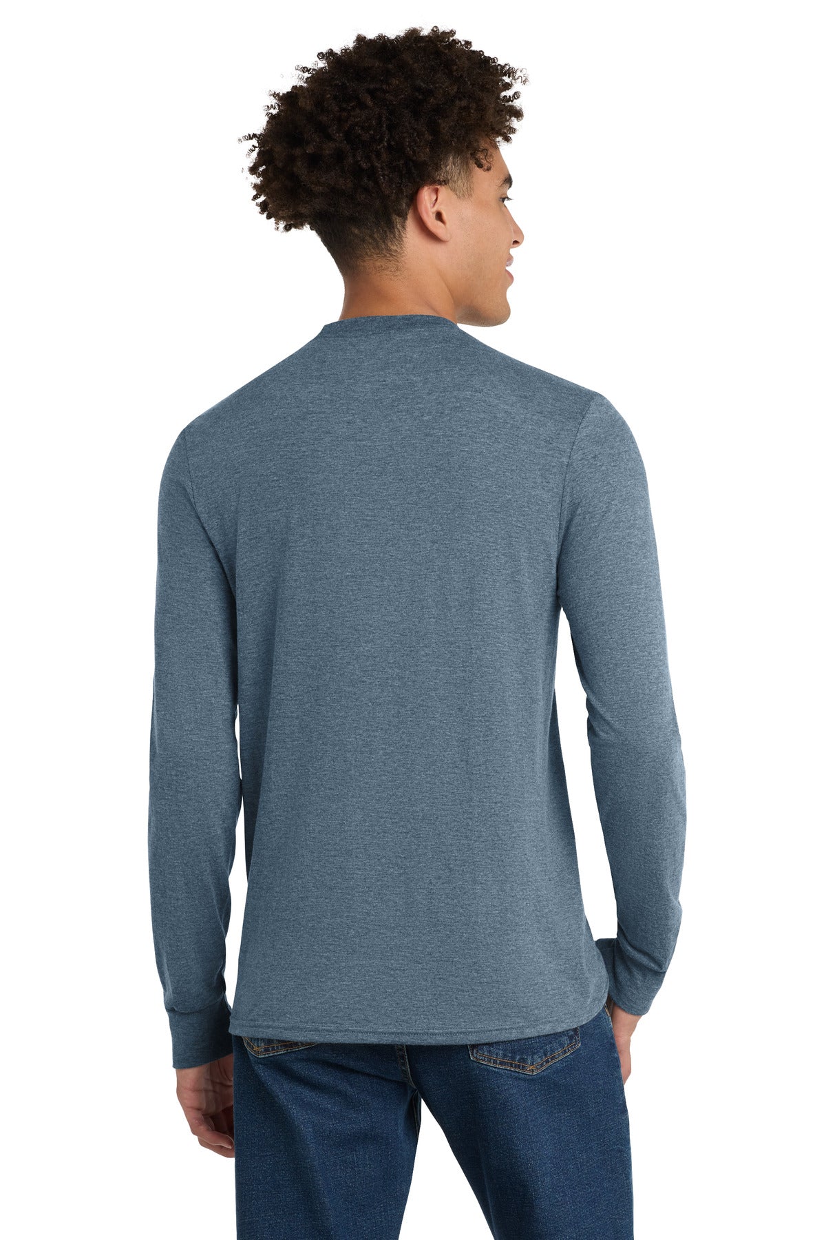 Custom Embroidered District T-Shirts  in Flint Blue Heather