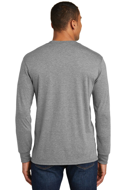 Custom Embroidered District Perfect Tri Long Sleeve Tee . DM132,Grey Frost
