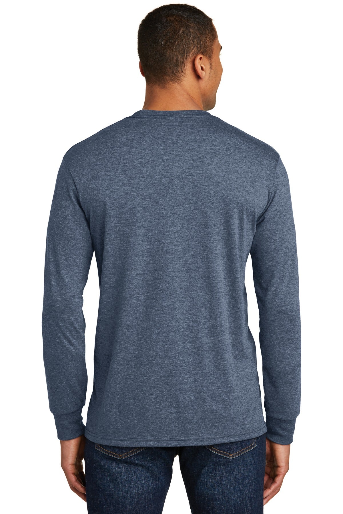 Custom Embroidered District Perfect Tri Long Sleeve Tee . DM132,Navy Frost