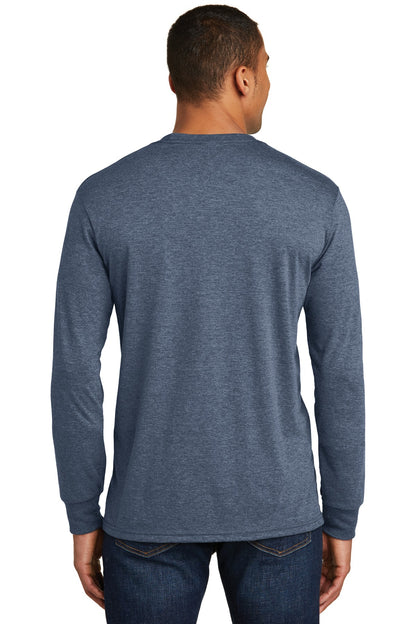 Custom Embroidered District Perfect Tri Long Sleeve Tee . DM132,Navy Frost