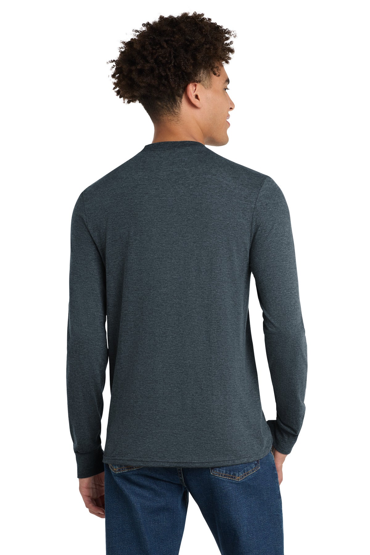Custom Embroidered District T-Shirts  in Navy Frost