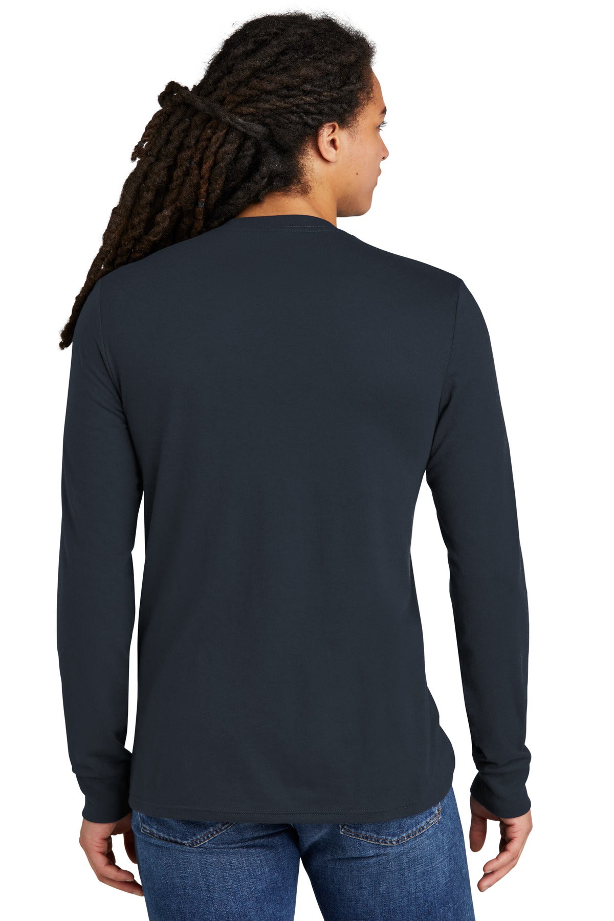 Custom Embroidered District Perfect Tri Long Sleeve Tee . DM132,New Navy