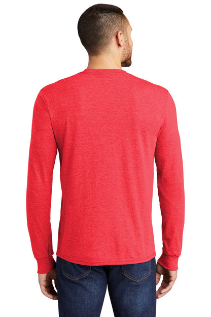 Custom Embroidered District Perfect Tri Long Sleeve Tee . DM132,Red Frost
