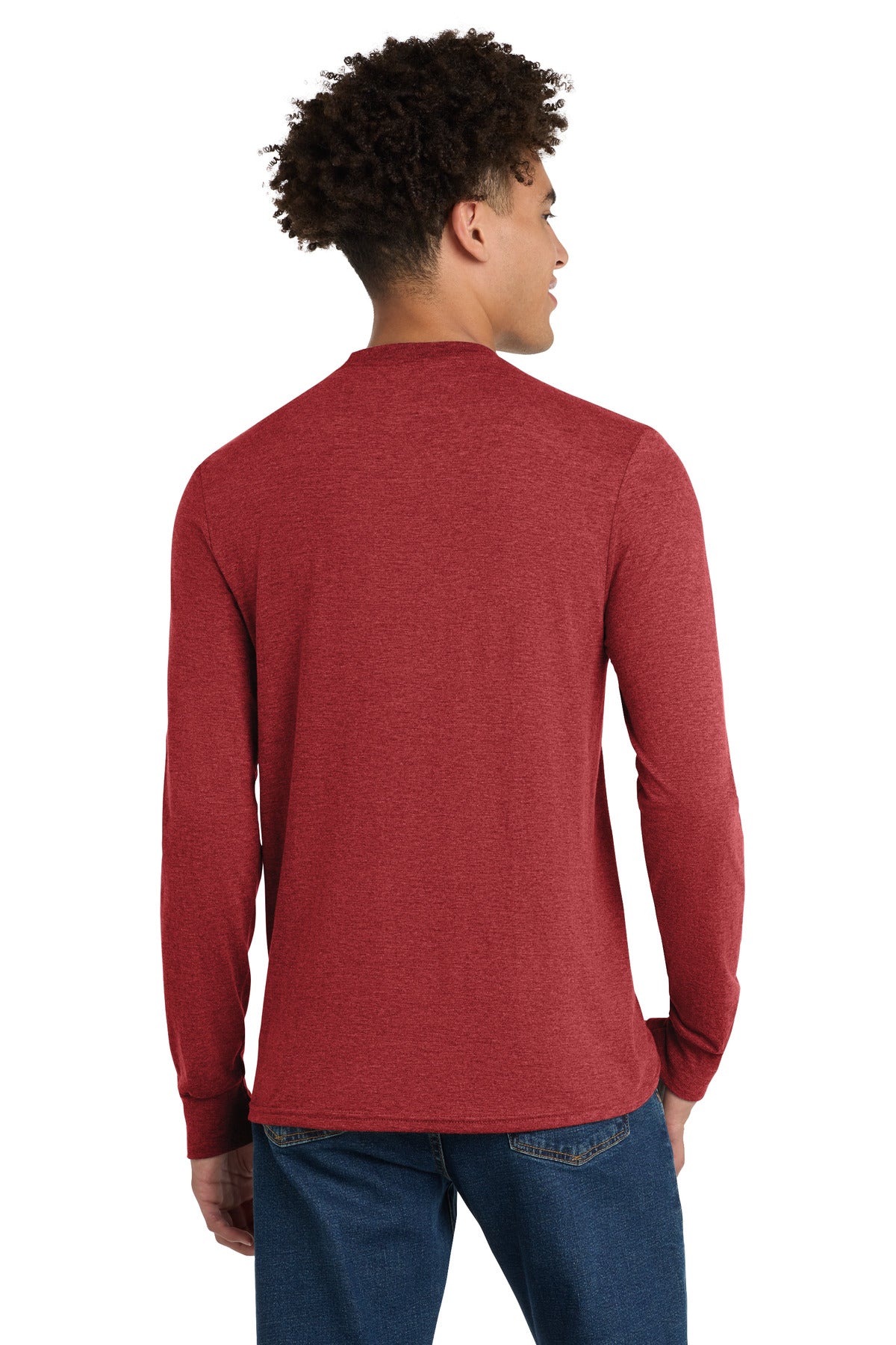 Custom Embroidered District T-Shirts  in Red Frost