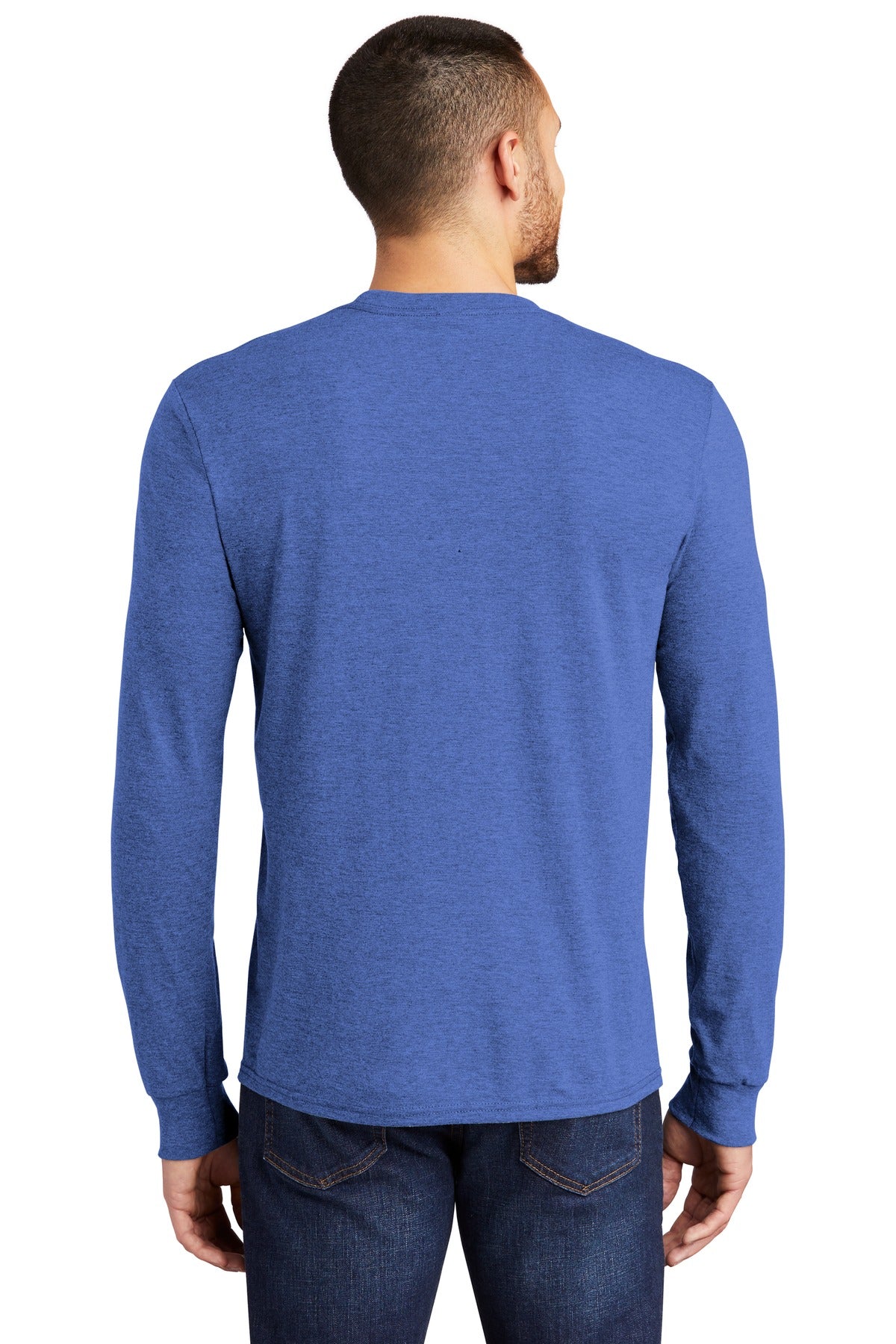 Custom Embroidered District Perfect Tri Long Sleeve Tee . DM132,Royal Frost